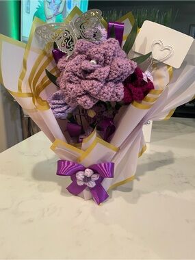 Handmade Lavender Crochet Flower Bouquet - Women Accessories